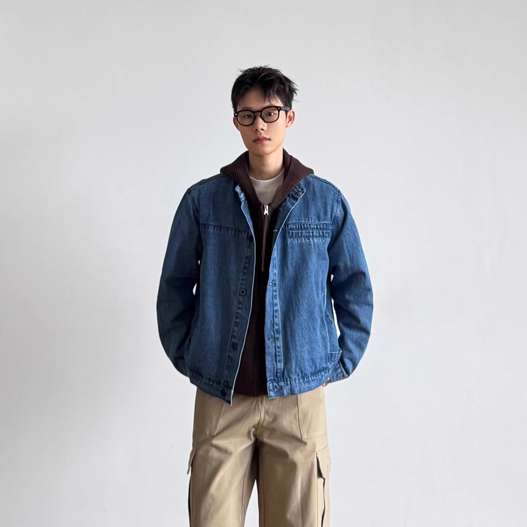 美式复古短款小众牛仔外套男