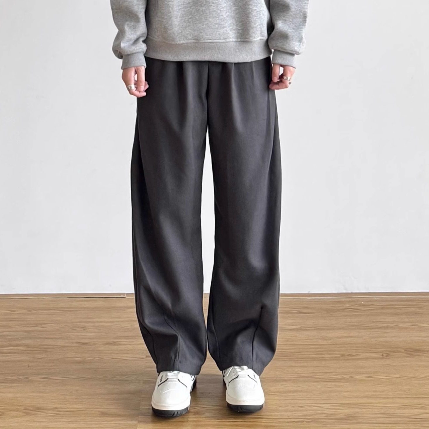 SIIIEND高级简约休闲风灰色弯刀裤松紧阔腿裤宽半松紧基础长裤男,男装,休闲裤,淘宝优惠券,粉丝福利购,淘宝优惠卷