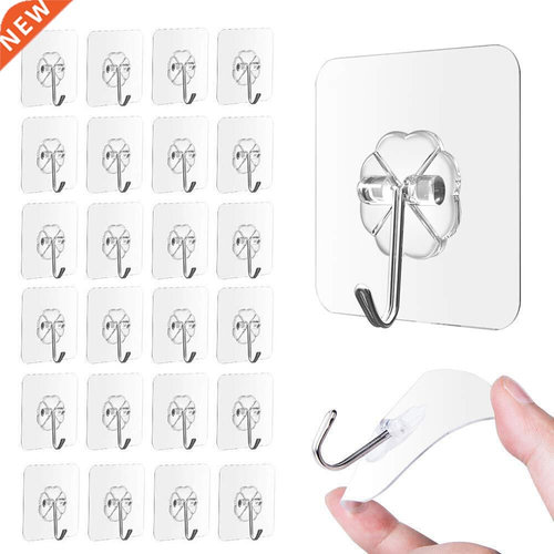 24Pcs Strong Transparent Cup Sucker Wall Hooks Hanger Kitch