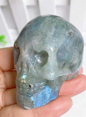 Natural Labradorite Head Skull Mineral Gems Carved Reiki