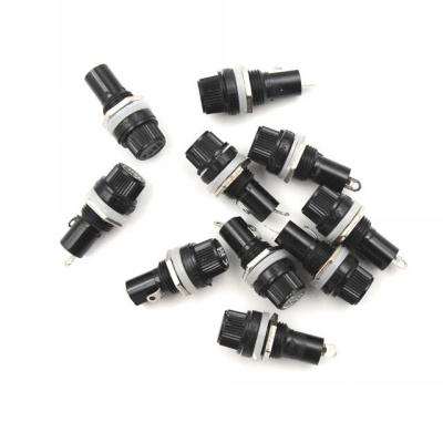 10pcs/lot 5*20mm Glass Fuse Holders Black Insurance Tube Soc