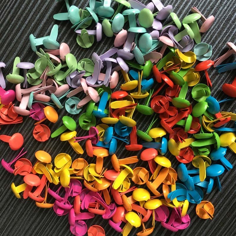 100Pcs 8*12mm Mixed Color Metal Round Brads Scrapbook Brads