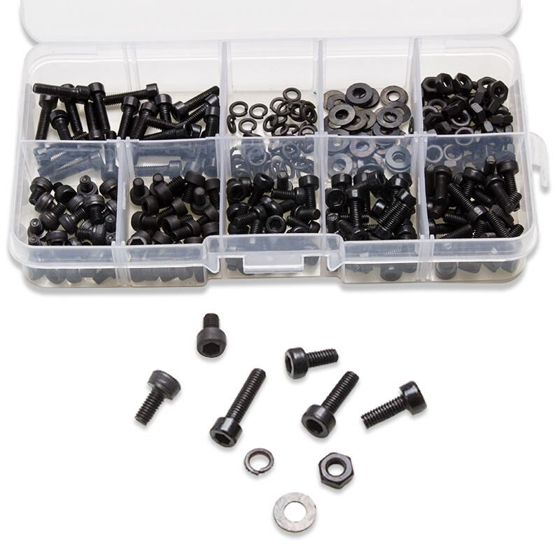 300Pcs Black Carbon Steel Column Hexagon Screw Bolt 6 Sizes