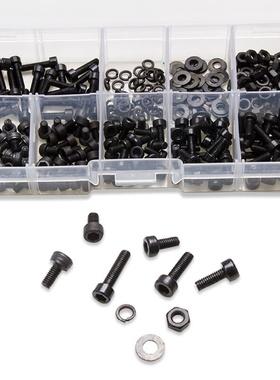 300Pcs Black Carbon Steel Column Hexagon Screw Bolt 6 Sizes