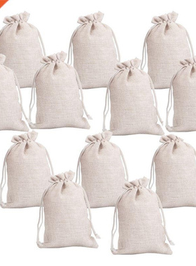 12Pcs Small Cotton Drawstring Bags Reusable Muslin Cloth Gif