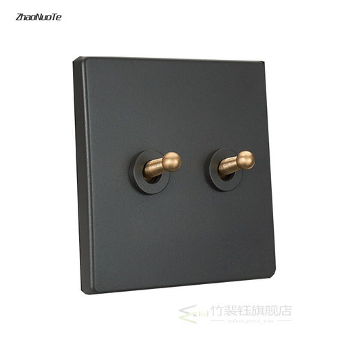 Retro Brass Toggle Light Switch 1-4 Gang 2 Way PC Gray Panel