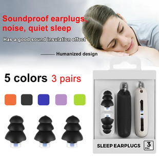 3pairs Soft Foam Anti-noise Earplugs Travel Sound Insulation