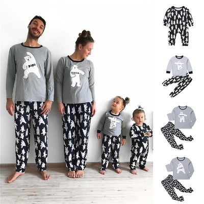 New Casual Family Matching Pyjamas Set Cartoon Bear Kids Sle