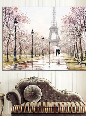 Romantic City Couple Paris Eiffel Tower Landscape Abstract