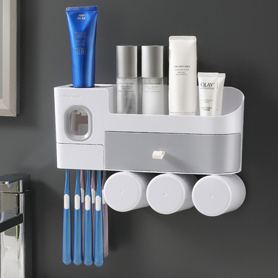 Wall-mounted toothbrush holder squeezing toothpaste Nailfree