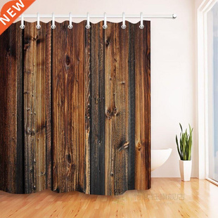 Rustic Wood Panel Brown Plank Fence Shower Curtain And Bath