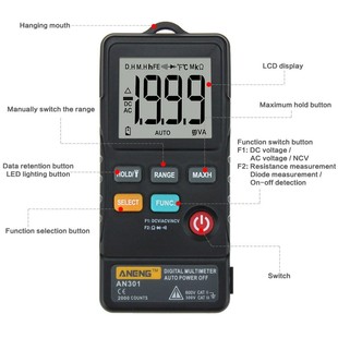 Multimeter AN301 Voltage Digital Voltmeter Resist Mini