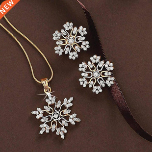 Snowflake Necklace Christmas Pcs Women New For Earrings