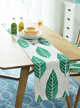 Nordic Monstera Table Runner Dining Table Mat Plant Leaf Non
