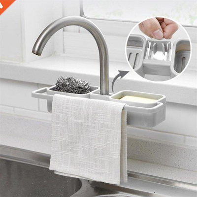 Kitchen Sink Faucet Drain Storage Rack Sponge Soap Box Stora