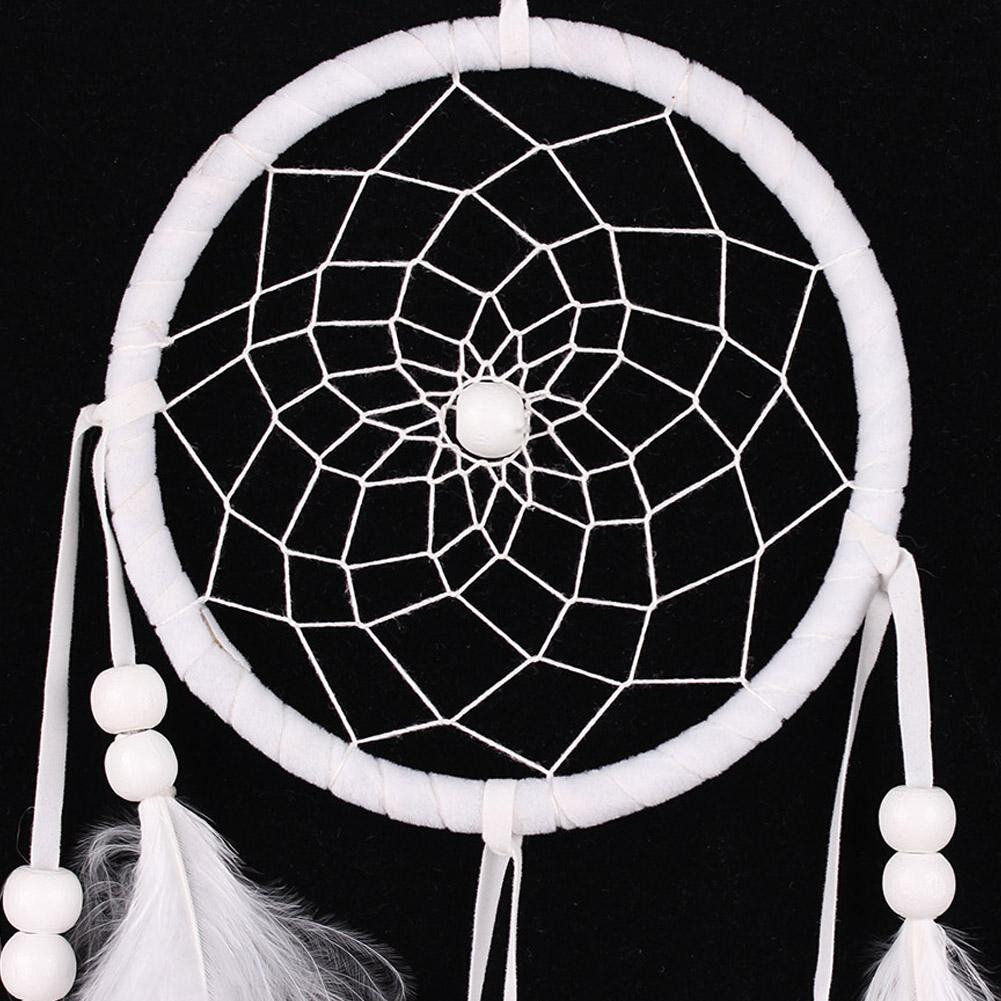 55cm Wind Chimes Handmade Dream Catcher Net White Feathers图片