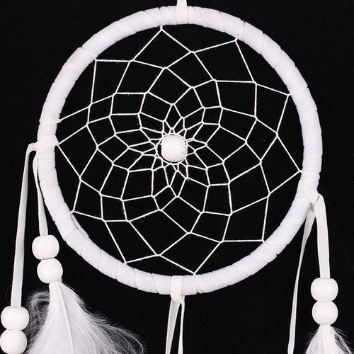 55cm Wind Chimes Handmade Dream Catcher Net White Feathers