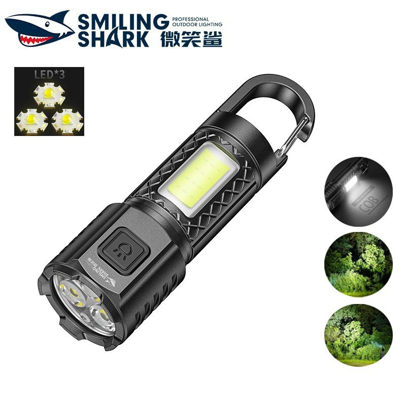 Outdoor three-eye flashlight floodlight camping lamp