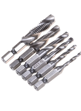 6pcs 1/4'' Hex HSS Speed Steel Thread Spiral Screw M