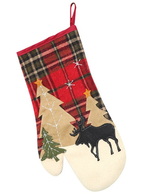 Christmas Decorations Plaid Cloth Patch Heat Insulation Glov