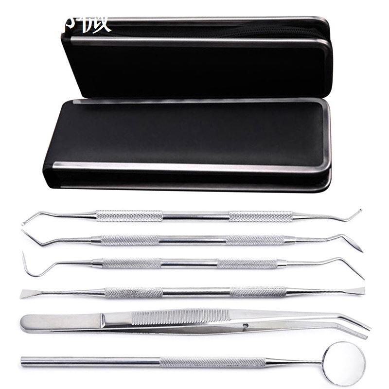 6pcs Stainless Steel Dental Tools Kit Teeth Tartar Scraper M