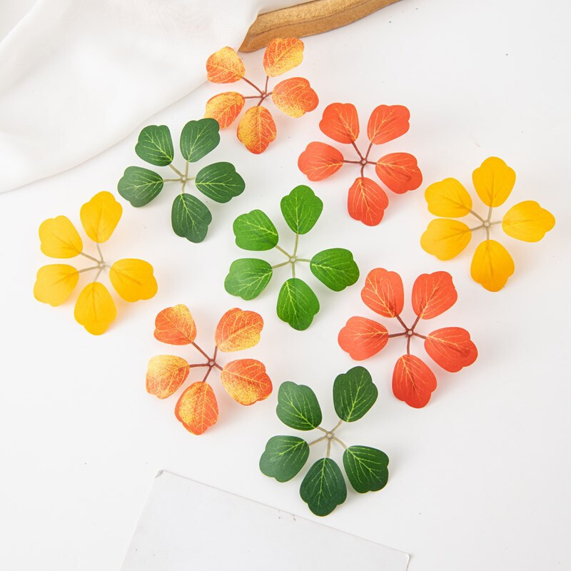 20Pcs 5 Leaves Green Plants Artificial Flowers Wedding Home