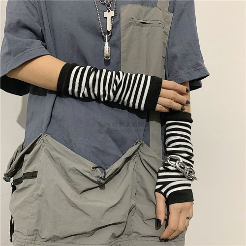 Black Punk ni long less Gloves Cuff Wo Ninja Sport Outdoor