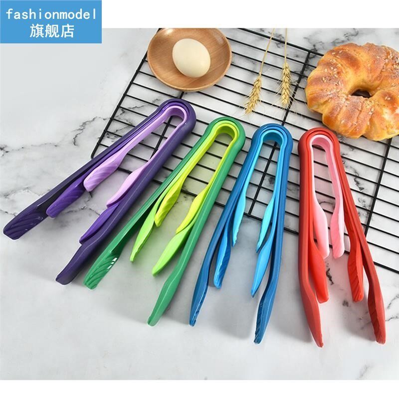 3Pcs/Set Candy Colors Plastic Food Tongs Non-Slip Heat-Resis