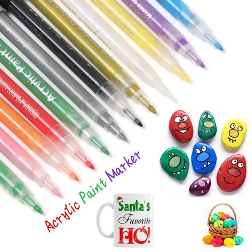 1PC 12 Color Permanent Acrylic Paint Marker Pen for Ceramic