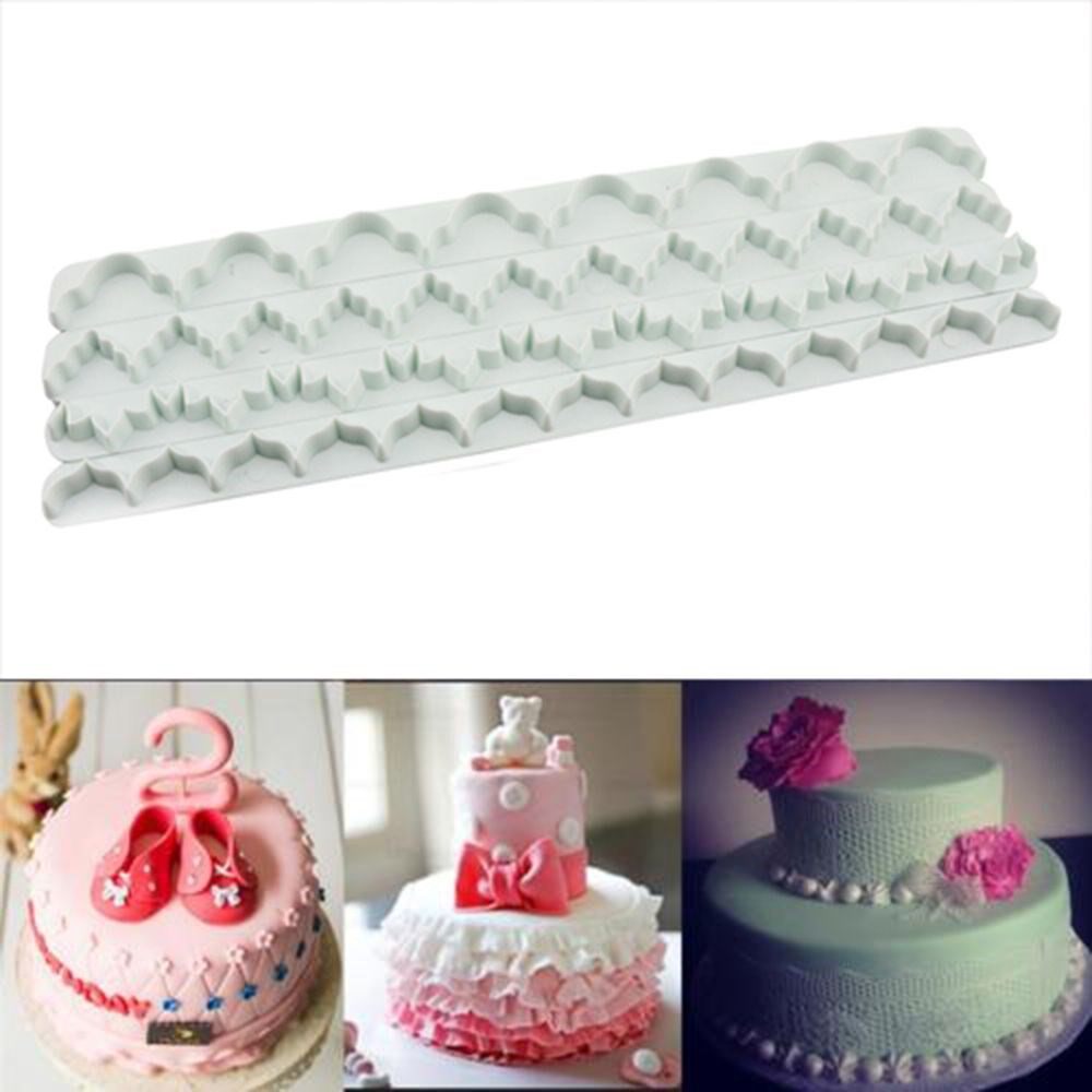 4Pcs Different Wave Shape Of Ribbon Fondant Lace Ribbon Die