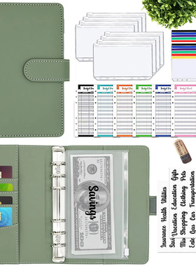 Budget Binder A6 PU Leather Notebook Cash Envelopes System S
