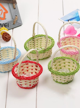 1Pc Mini Hand-woven Storage Baskets Plastic Weaving Storage