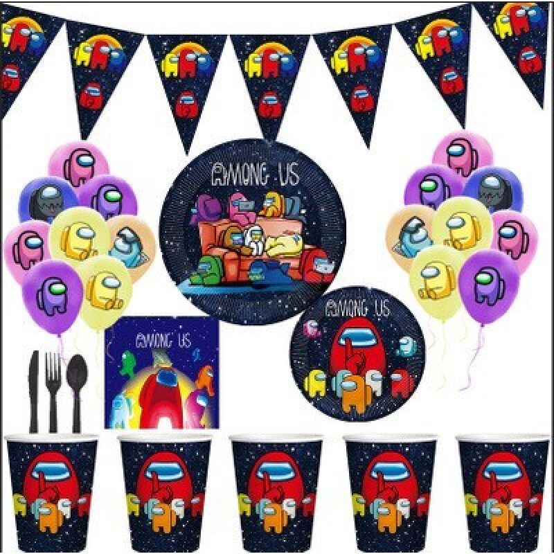 New Arrival Among Us Theme Birthday Party Cartoon Tableware