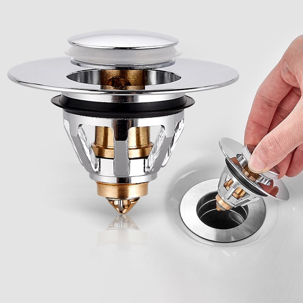 Stainless Steel Rebound Core Push Drain Filter Prevents Hair
