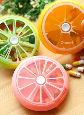 1Pcs Portable Weekly Rotating Mini Pill Box Case Splitter Ta