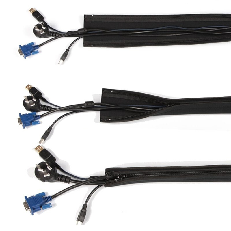 Neoprene Cable Management Sleeve Zipper Wrap Wire Hider