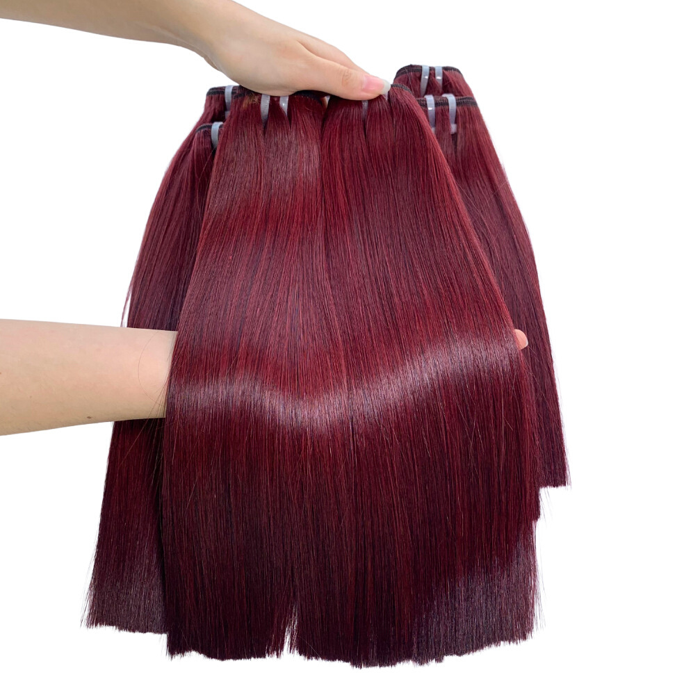 Bone Straight Wine Color Hair Extensions Super Double Drawn