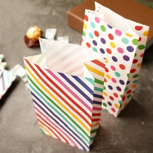 10pcs Colorful Dots Stripe Gift Bag Party Wedding Favor Cook