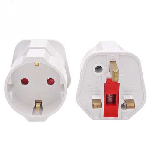European 2 Pin to UK 3 Pin Plug Change-over Adaptor Euro EU