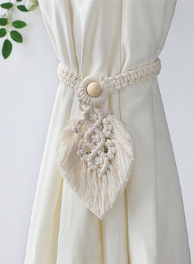 Hand-woven Macrame Curtain Tiebacks Woven Leaf Shape Tassel