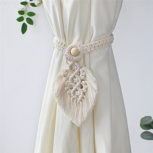 Hand-woven Macrame Curtain Tiebacks Woven Leaf Shape Tassel