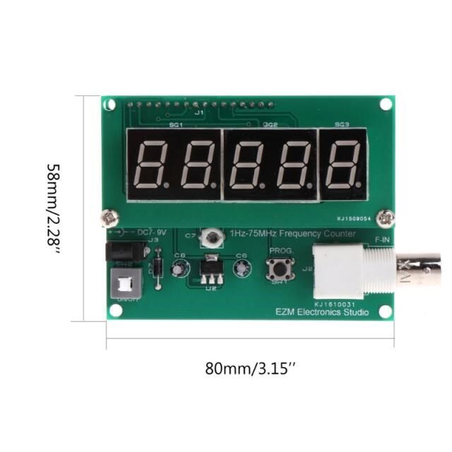 1Hz-75MHz Frequency Counter 7V-9V 50mA DIY Kit Cymometer Mod - 实物图