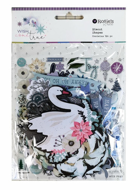 CRZCrafter 124pcs Printed Paper Diecut Shapes Ephemera Glit