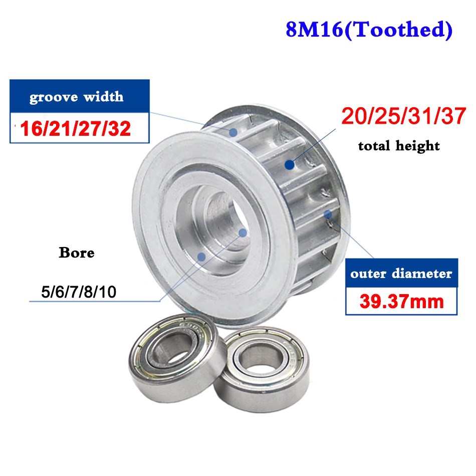 1Pcs 8M 16 Tooth Synchronous Wheel Idler Timing Pulley Doubl