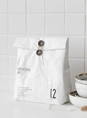 Brown Paper Cooler Bag Printed Kitchen Storage Reusable Insu