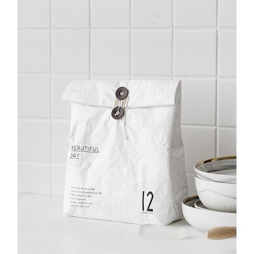 Brown Paper Cooler Bag Printed Kitchen Storage Reusable Insu