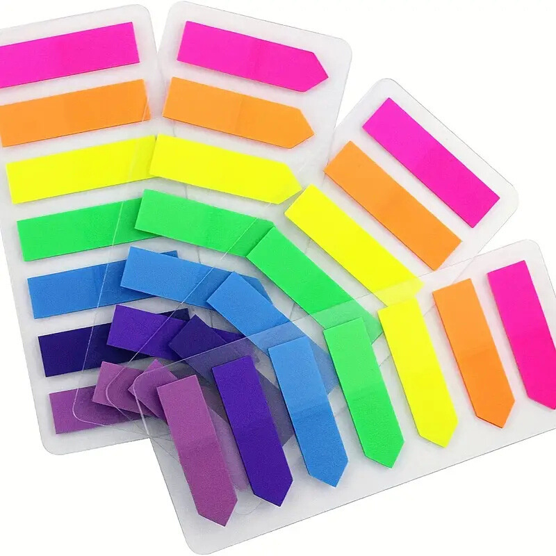 7 Colors Fluorescent PET Index Stickers Students Book