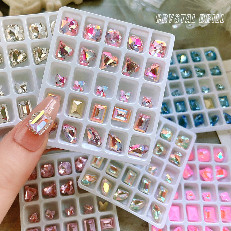 20/25pcs Sharp Bottom Crystal Mixed Shape Nail Art