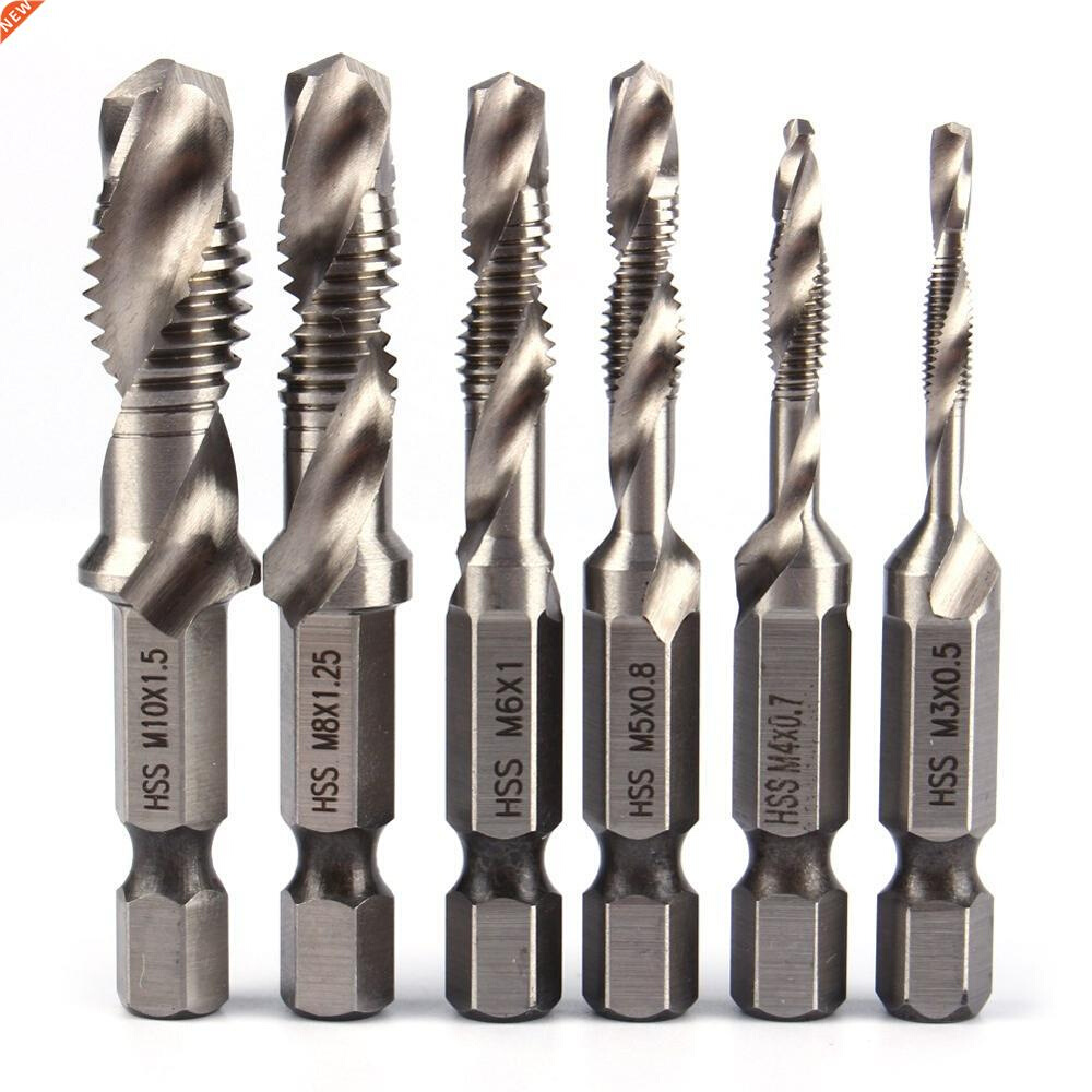 6pcs M3-M10 Screw Tap Drill Bits Hss Taps Countersink Deburr