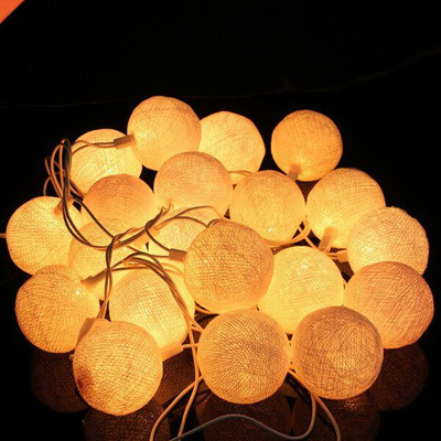 3Meters Fabric Cotton Ball 20 LED String Lights Fairy Christ